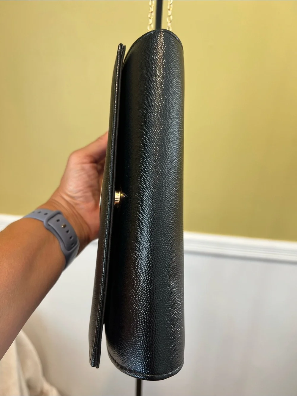 💙 NWT CXL by Christian Lacroix Black Caviar Clutch with Detachable Chain